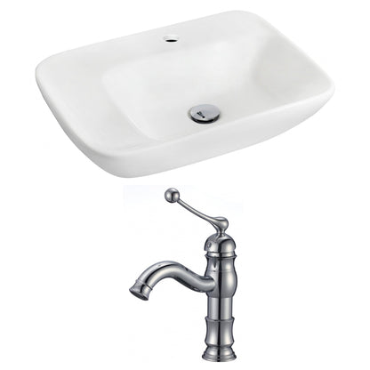 American Imaginations AI-15097 24" White Rectangular Ceramic Wall Mount Bathroom Vessel Sink Set