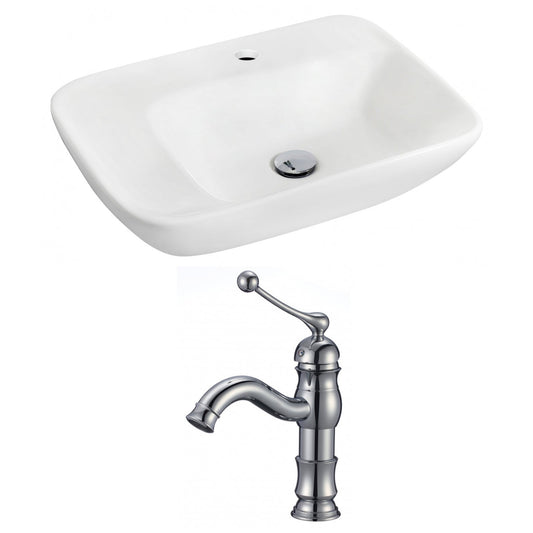 American Imaginations AI-15097 24" White Rectangular Ceramic Wall Mount Bathroom Vessel Sink Set