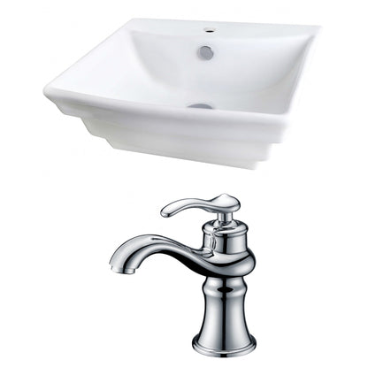 American Imaginations AI-15099 20" White Rectangular Ceramic Wall Mount Bathroom Vessel Sink Set