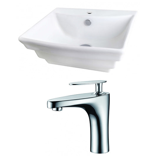 American Imaginations AI-15100 20" White Rectangular Ceramic Wall Mount Bathroom Vessel Sink Set