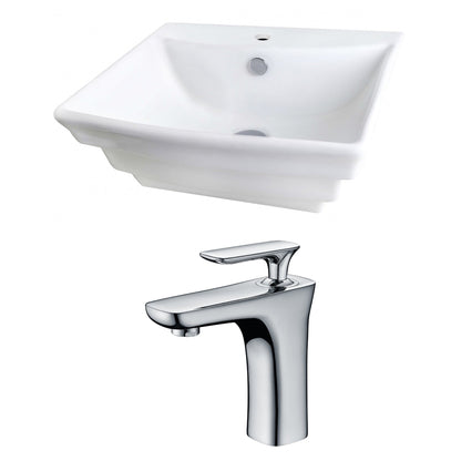 American Imaginations AI-15101 20" White Rectangular Ceramic Wall Mount Bathroom Vessel Sink Set