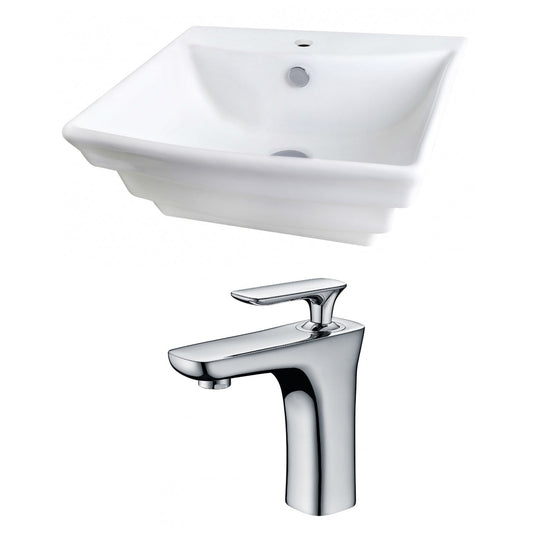 American Imaginations AI-15101 20" White Rectangular Ceramic Wall Mount Bathroom Vessel Sink Set