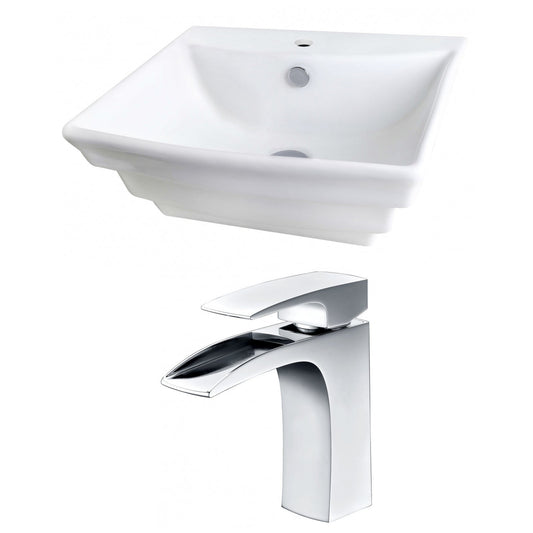 American Imaginations AI-15102 20" White Rectangular Ceramic Wall Mount Bathroom Vessel Sink Set