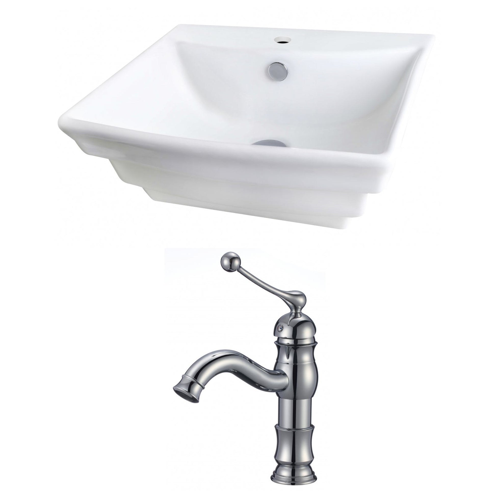 American Imaginations AI-15104 20" White Rectangular Ceramic Wall Mount Bathroom Vessel Sink Set