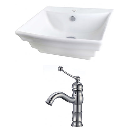 American Imaginations AI-15104 20" White Rectangular Ceramic Wall Mount Bathroom Vessel Sink Set