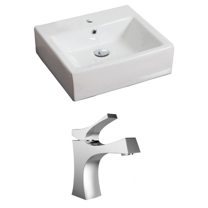American Imaginations AI-15105 21" White Rectangular Ceramic Wall Mount Bathroom Vessel Sink Set