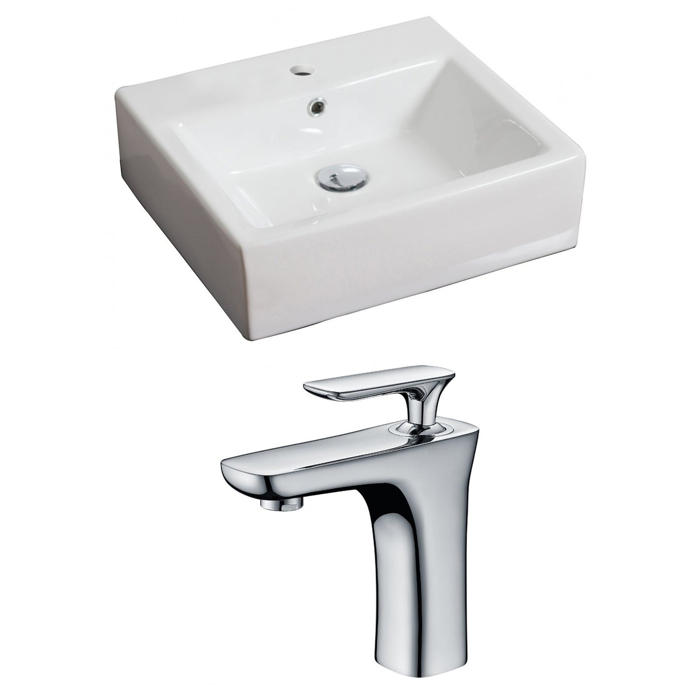 American Imaginations AI-15108 21" White Rectangular Ceramic Wall Mount Bathroom Vessel Sink Set