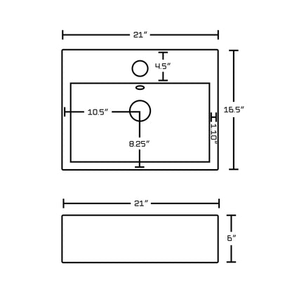 American Imaginations AI-15109 21" White Rectangular Ceramic Wall Mount Bathroom Vessel Sink Set