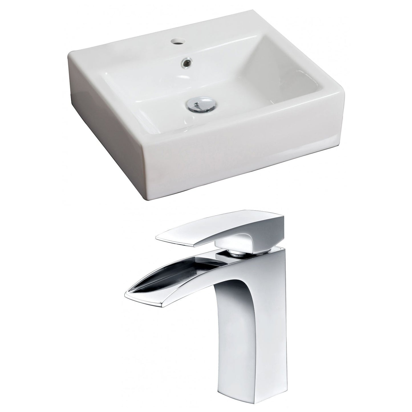 American Imaginations AI-15109 21" White Rectangular Ceramic Wall Mount Bathroom Vessel Sink Set