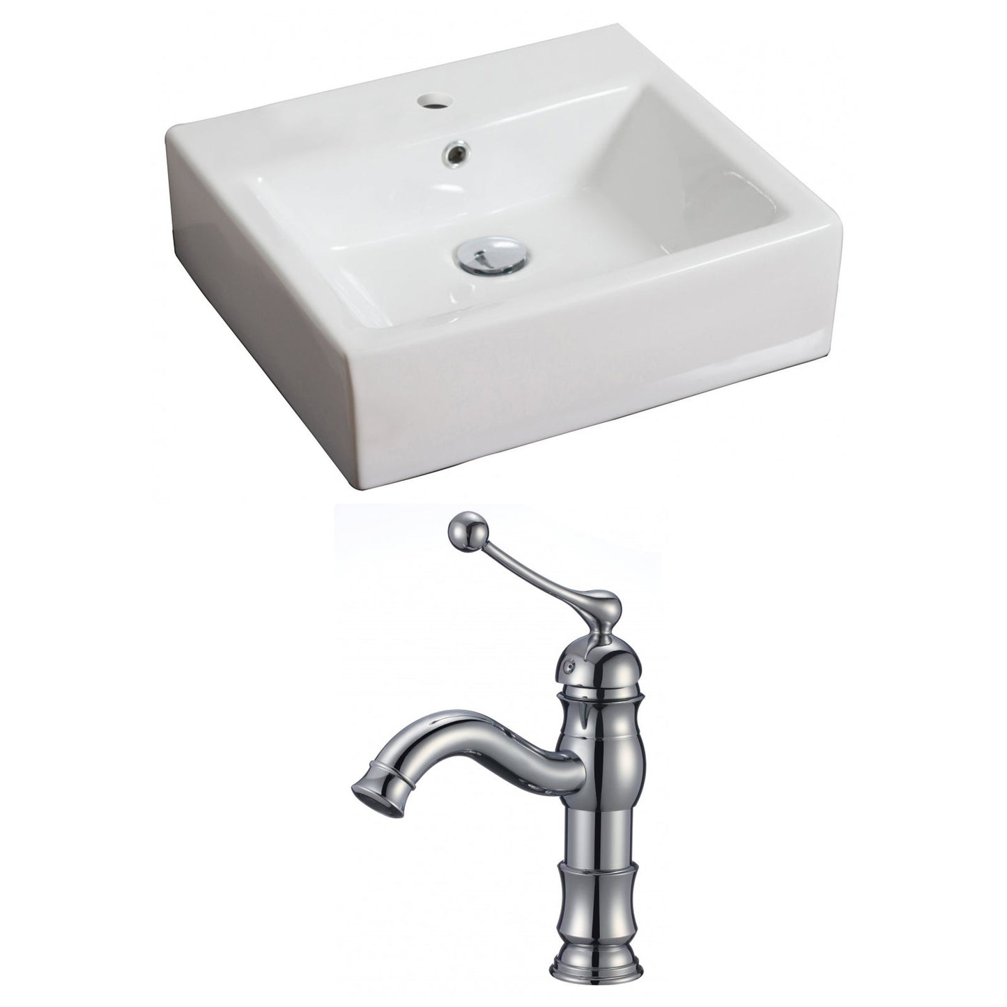 American Imaginations AI-15111 21" White Rectangular Ceramic Wall Mount Bathroom Vessel Sink Set