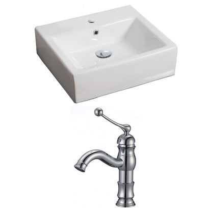 American Imaginations AI-15111 21" White Rectangular Ceramic Wall Mount Bathroom Vessel Sink Set