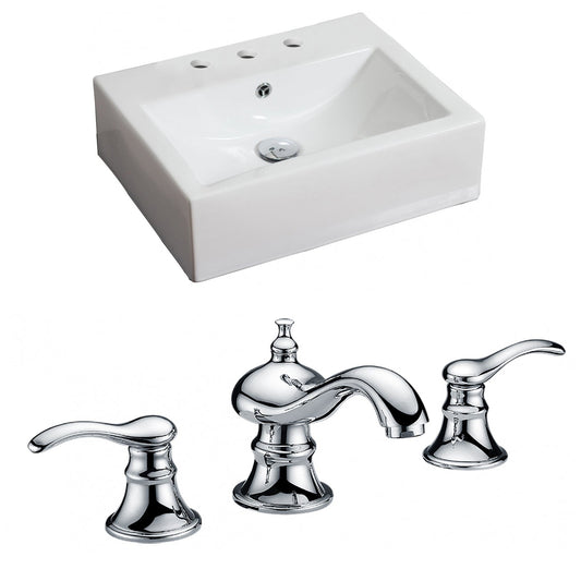 American Imaginations AI-15113 21" White Rectangular Ceramic Wall Mount Bathroom Vessel Sink Set