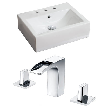 American Imaginations AI-15116 21" White Rectangular Ceramic Wall Mount Bathroom Vessel Sink Set