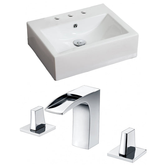 American Imaginations AI-15116 21" White Rectangular Ceramic Wall Mount Bathroom Vessel Sink Set