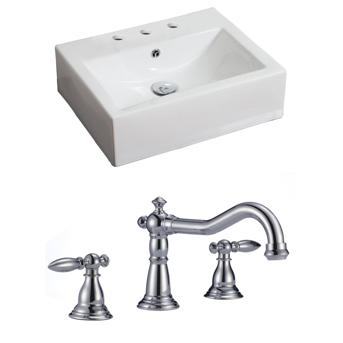 American Imaginations AI-15117 21" White Rectangular Ceramic Wall Mount Bathroom Vessel Sink Set