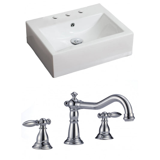 American Imaginations AI-15117 21" White Rectangular Ceramic Wall Mount Bathroom Vessel Sink Set