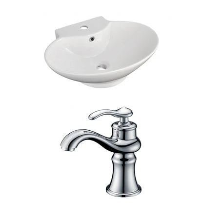 American Imaginations AI-15141 23" White Oval Ceramic Wall Mount Bathroom Vessel Sink Set