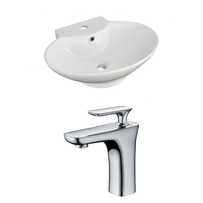 American Imaginations AI-15143 23" White Oval Ceramic Wall Mount Bathroom Vessel Sink Set