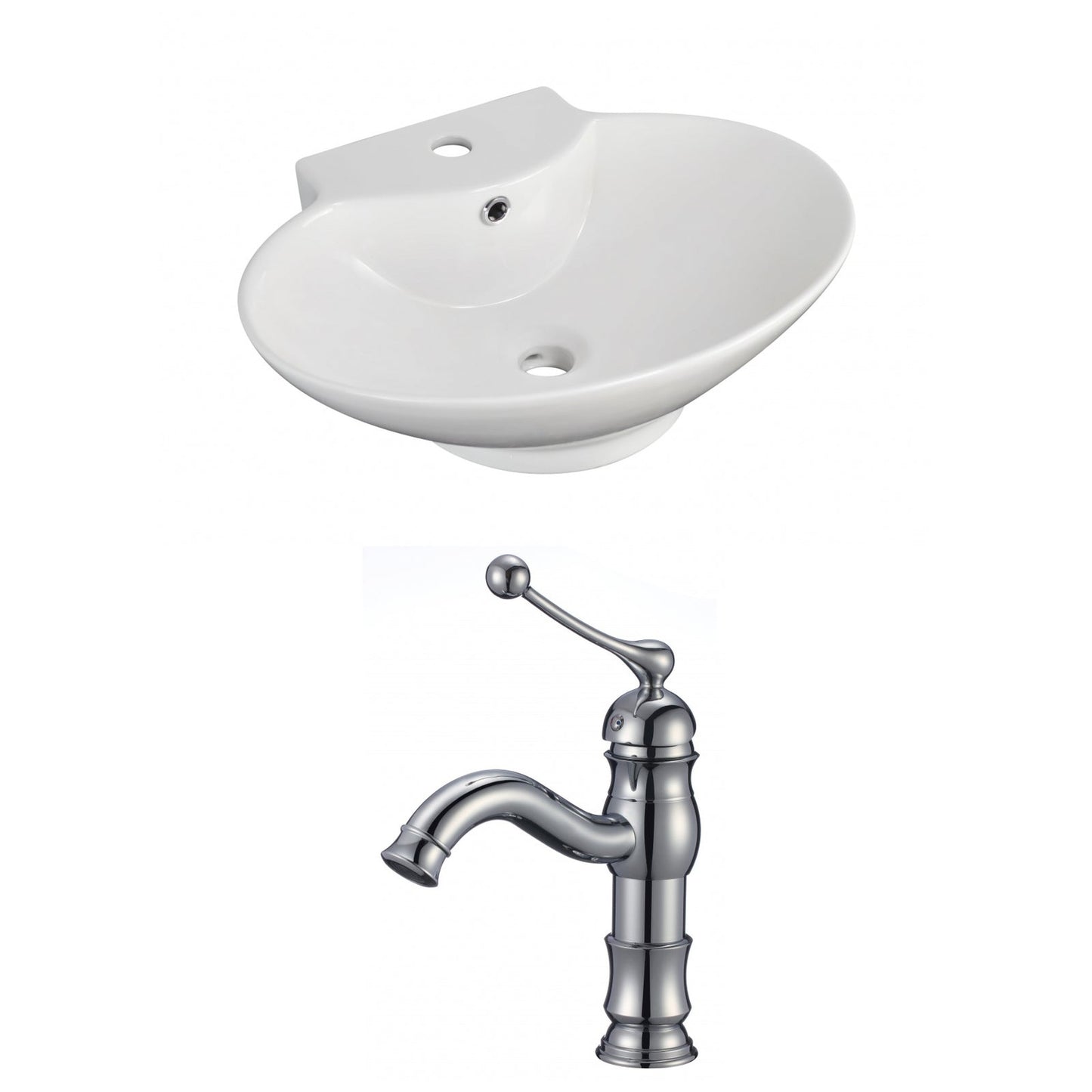 American Imaginations AI-15146 23" White Oval Ceramic Wall Mount Bathroom Vessel Sink Set