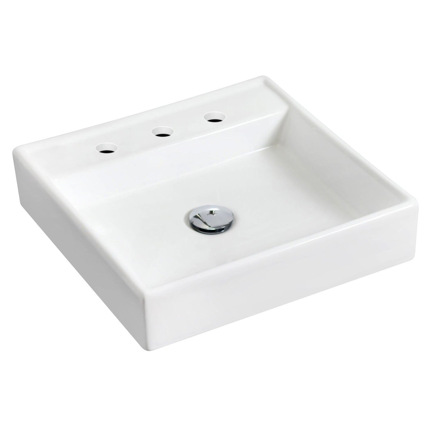 American Imaginations AI-15163 18" White Square Ceramic Wall Mount Bathroom Vessel Sink Set
