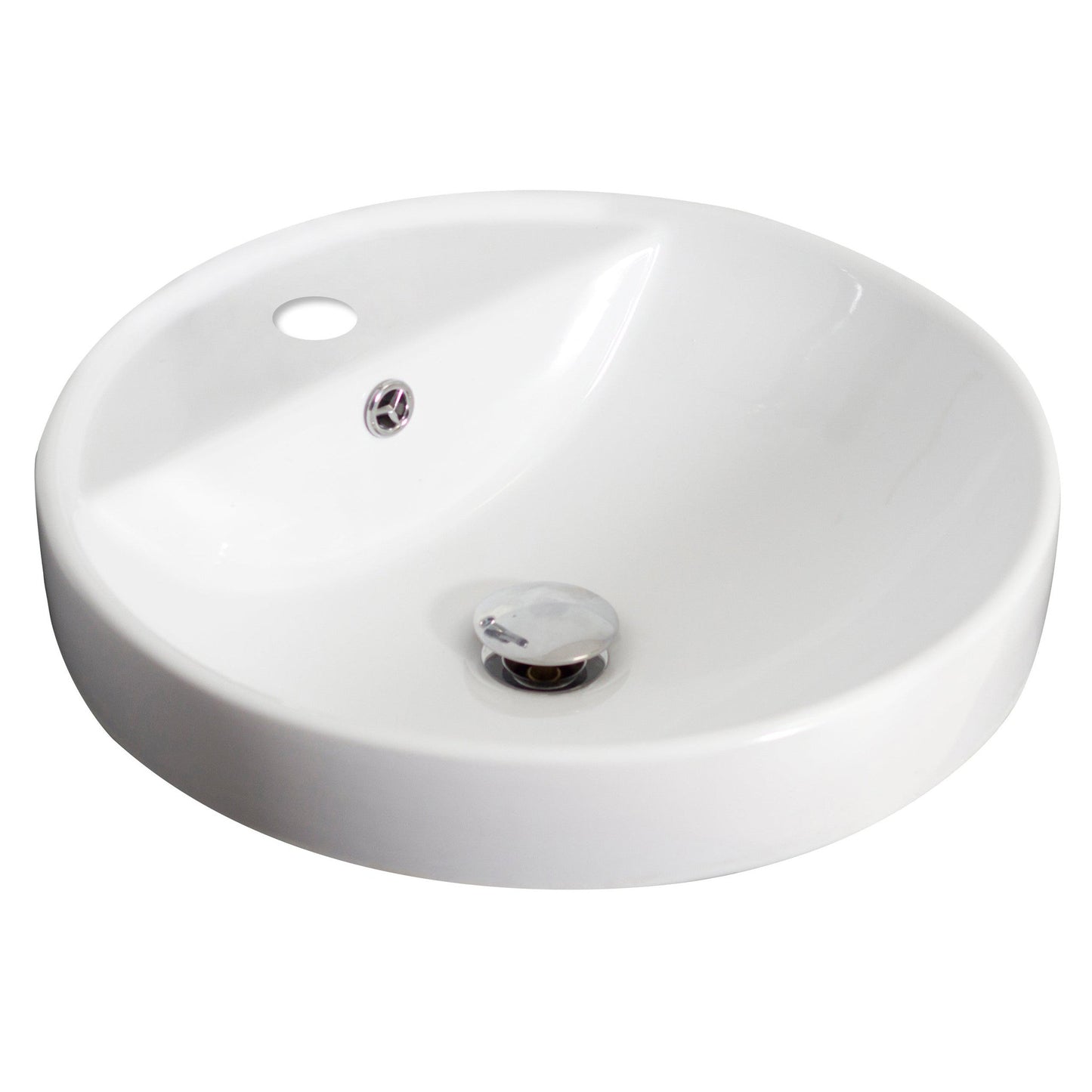 American Imaginations AI-15172 18" White Round Ceramic Drop In Bathroom Vessel Sink Set