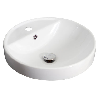 American Imaginations AI-15174 18" White Round Ceramic Drop In Bathroom Vessel Sink Set