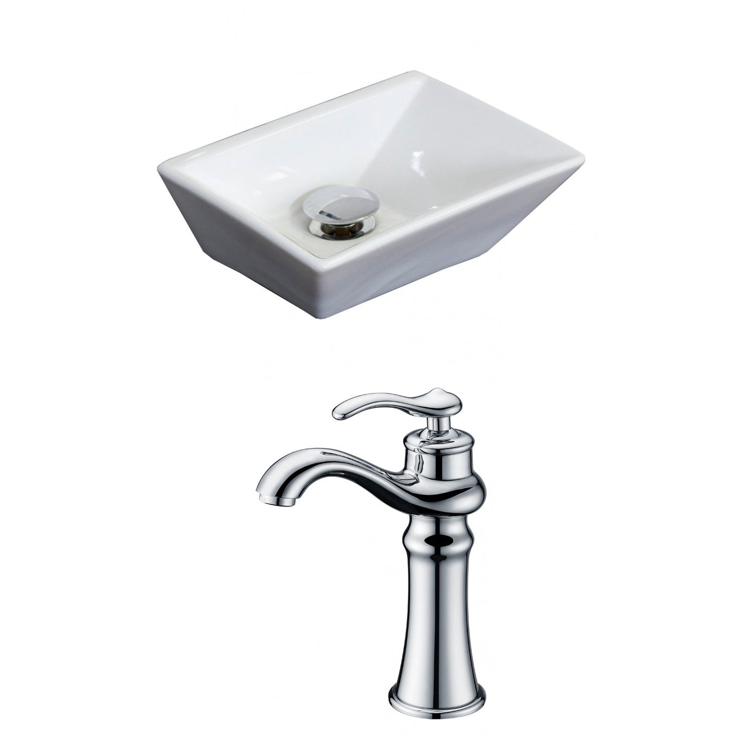 American Imaginations AI-15178 12" White Rectangular Ceramic Above Counter Bathroom Vessel Sink Set