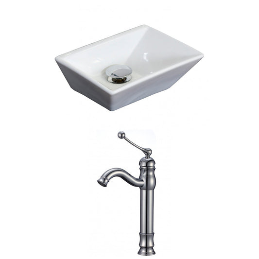 American Imaginations AI-15180 12" White Rectangular Ceramic Above Counter Bathroom Vessel Sink Set