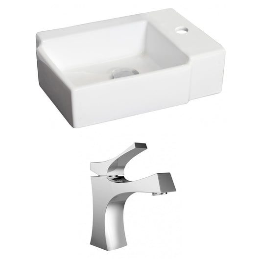 American Imaginations AI-15187 16" White Rectangular Ceramic Above Counter Bathroom Vessel Sink Set
