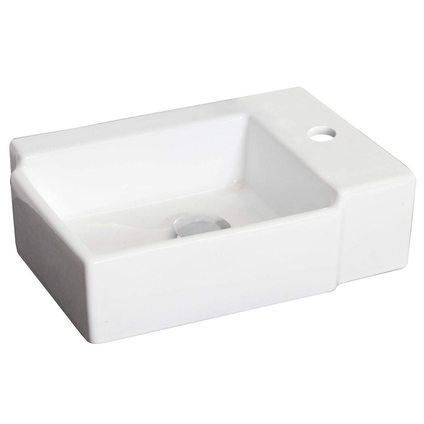 American Imaginations AI-15188 16" White Rectangular Ceramic Above Counter Bathroom Vessel Sink Set