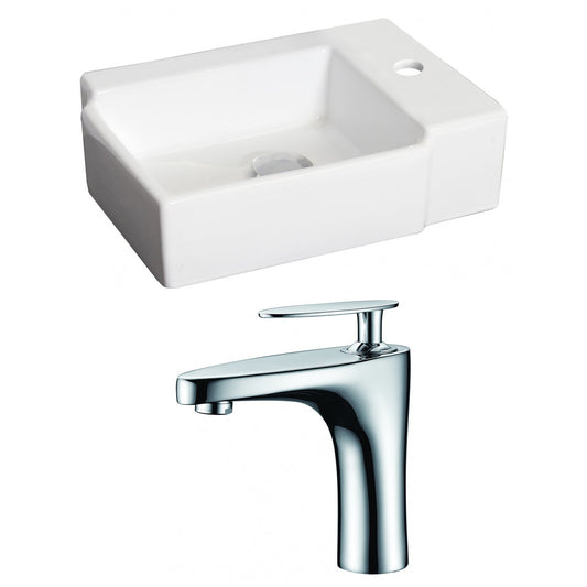 American Imaginations AI-15189 16" White Rectangular Ceramic Above Counter Bathroom Vessel Sink Set