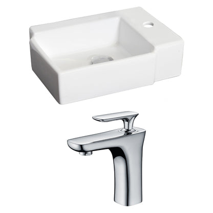 American Imaginations AI-15190 16" White Rectangular Ceramic Above Counter Bathroom Vessel Sink Set