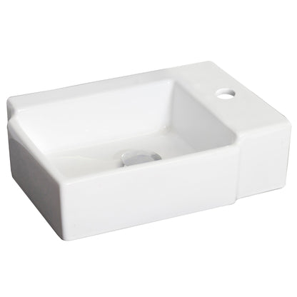 American Imaginations AI-15191 16" White Rectangular Ceramic Above Counter Bathroom Vessel Sink Set