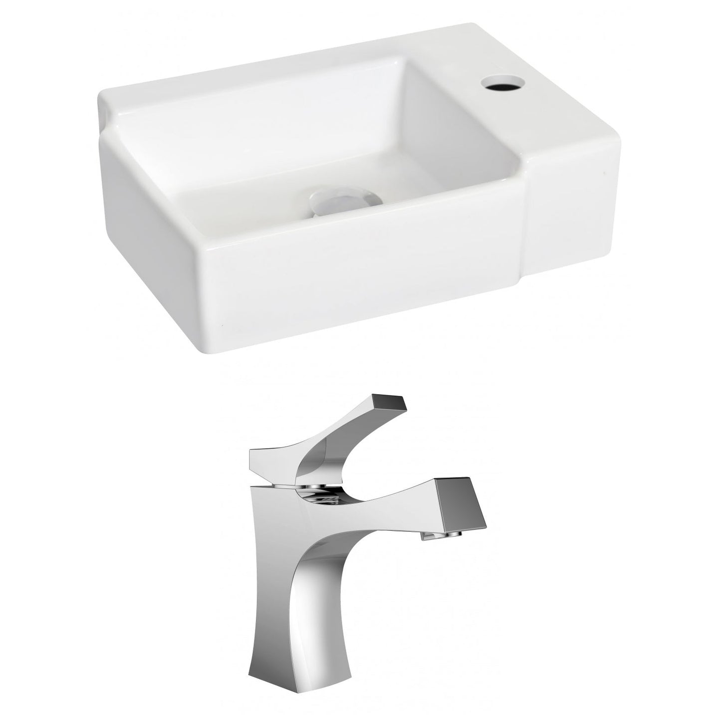 American Imaginations AI-15194 16" White Rectangular Ceramic Wall Mount Bathroom Vessel Sink Set