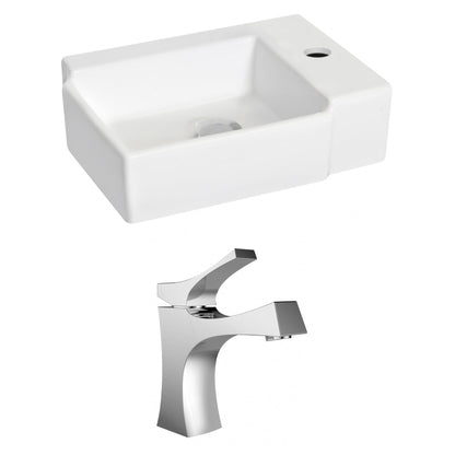 American Imaginations AI-15194 16" White Rectangular Ceramic Wall Mount Bathroom Vessel Sink Set