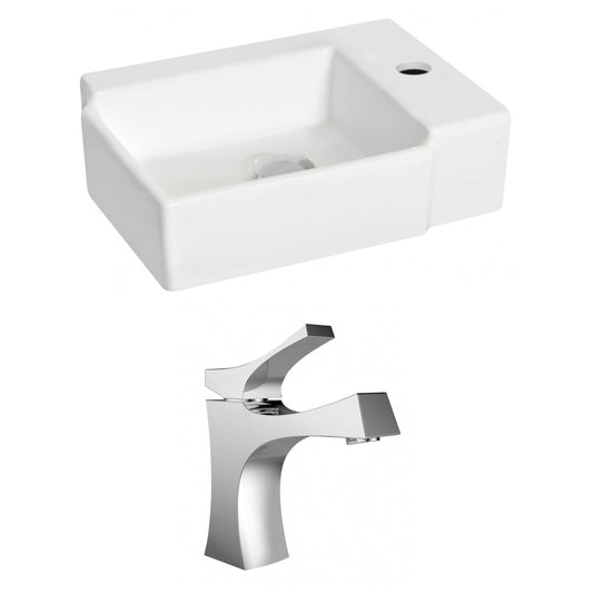 American Imaginations AI-15194 16" White Rectangular Ceramic Wall Mount Bathroom Vessel Sink Set