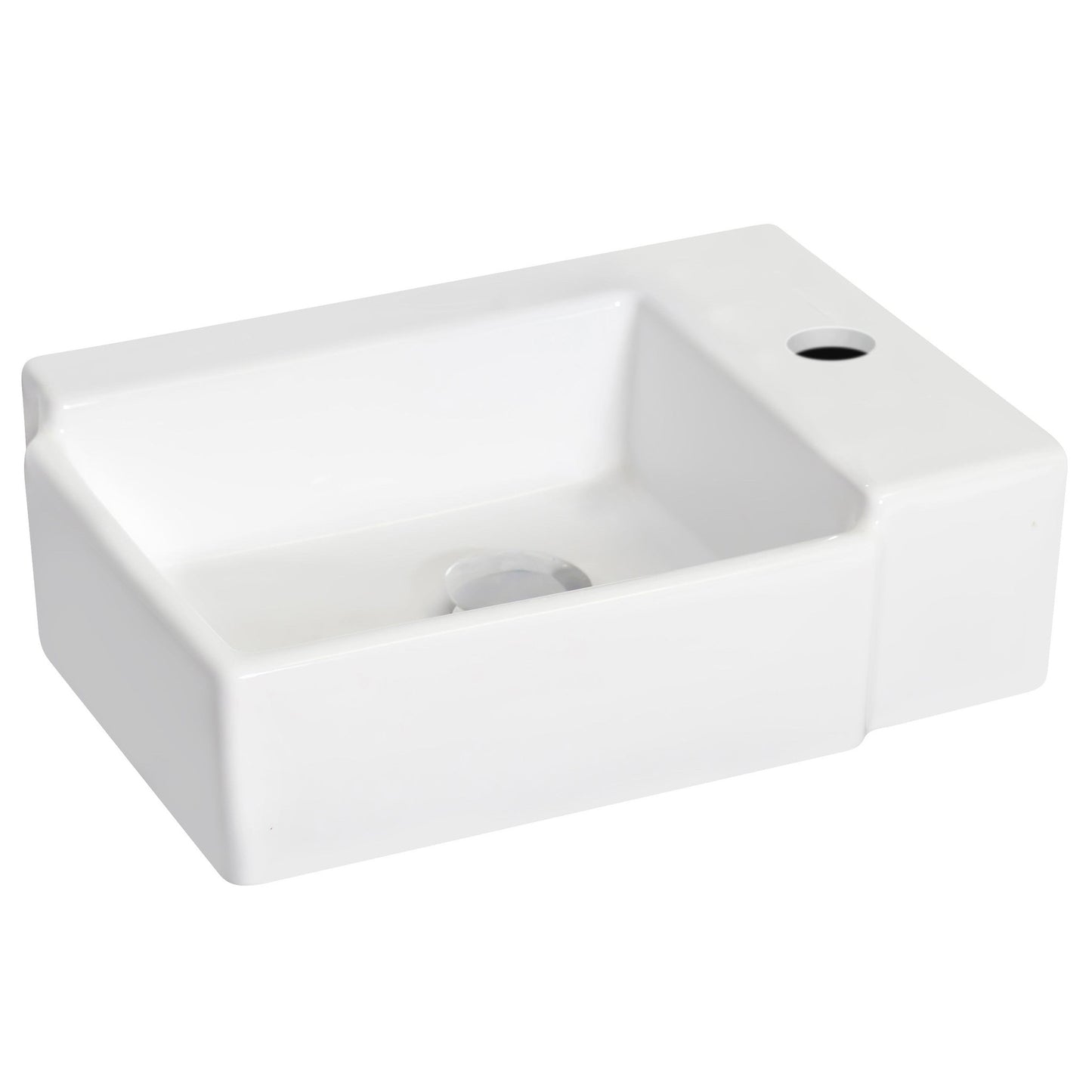 American Imaginations AI-15195 16" White Rectangular Ceramic Wall Mount Bathroom Vessel Sink Set