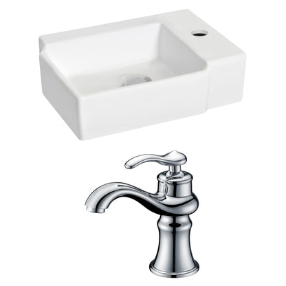 American Imaginations AI-15195 16" White Rectangular Ceramic Wall Mount Bathroom Vessel Sink Set