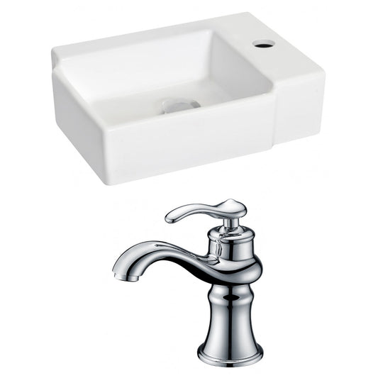 American Imaginations AI-15195 16" White Rectangular Ceramic Wall Mount Bathroom Vessel Sink Set