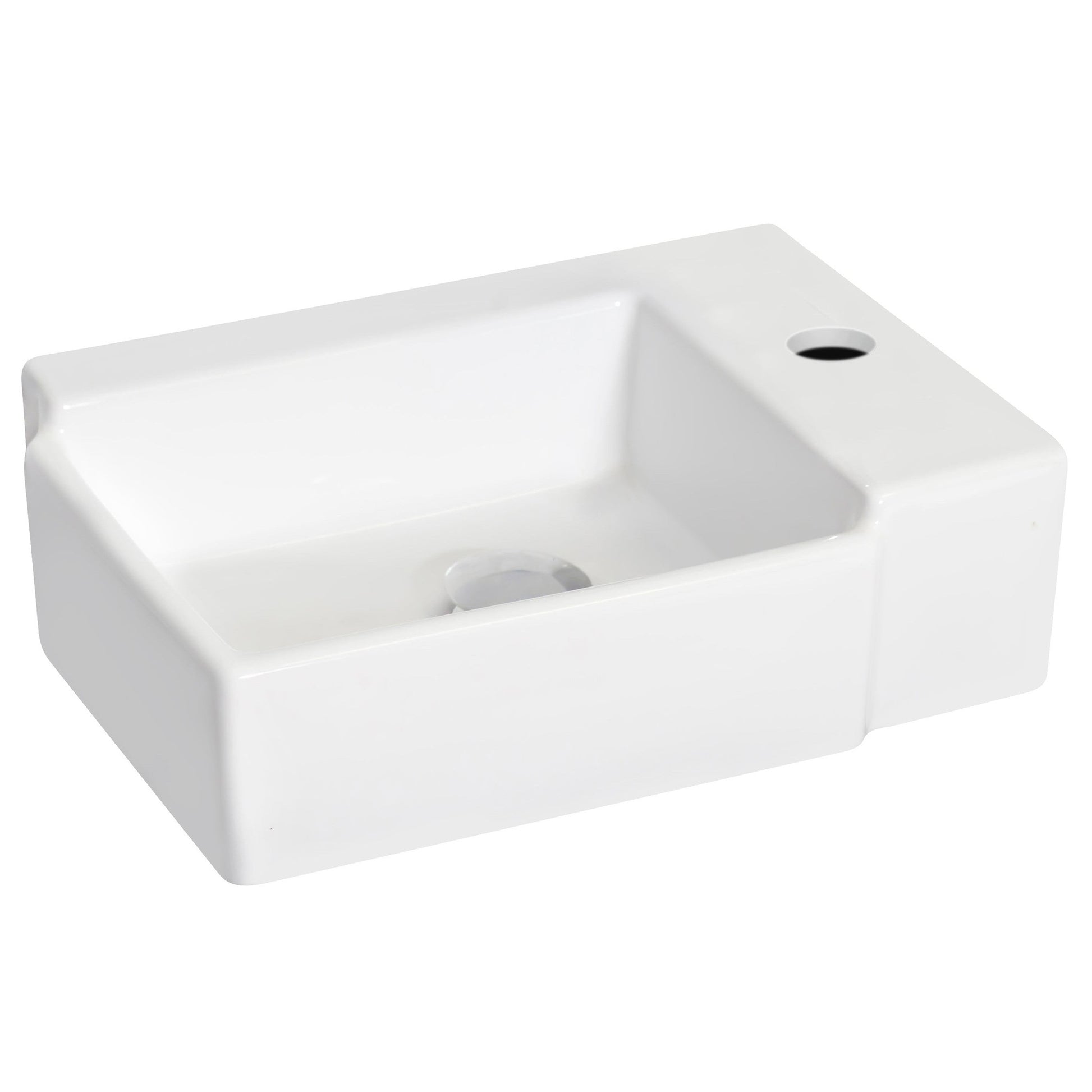 American Imaginations AI-15196 16" White Rectangular Ceramic Wall Mount Bathroom Vessel Sink Set