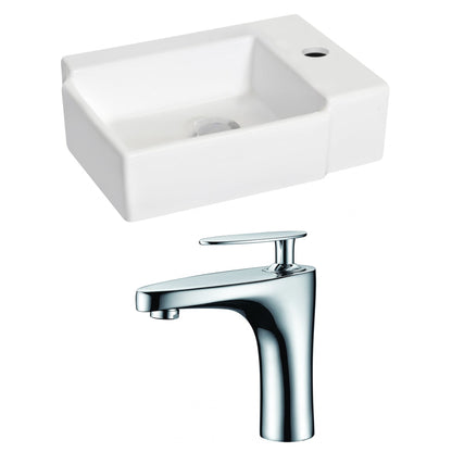 American Imaginations AI-15196 16" White Rectangular Ceramic Wall Mount Bathroom Vessel Sink Set