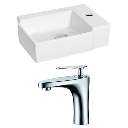 American Imaginations AI-15196 16" White Rectangular Ceramic Wall Mount Bathroom Vessel Sink Set