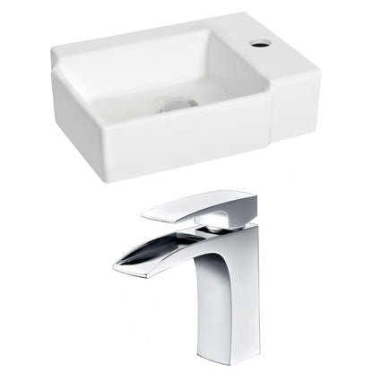 American Imaginations AI-15198 16" White Rectangular Ceramic Wall Mount Bathroom Vessel Sink Set