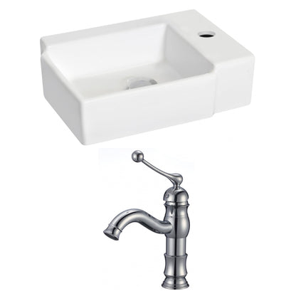 American Imaginations AI-15200 16" White Rectangular Ceramic Wall Mount Bathroom Vessel Sink Set