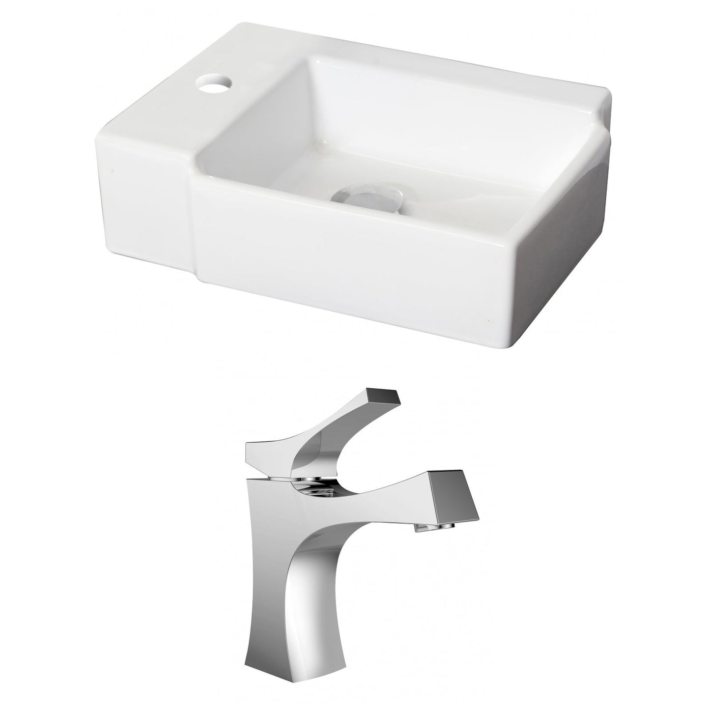 American Imaginations AI-15201 16" White Rectangular Ceramic Above Counter Bathroom Vessel Sink Set