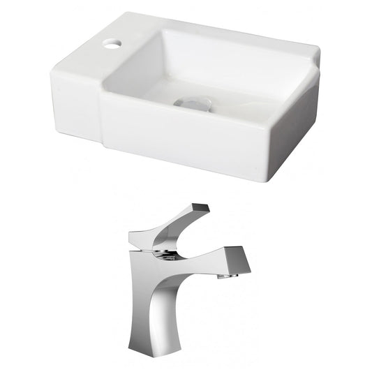 American Imaginations AI-15201 16" White Rectangular Ceramic Above Counter Bathroom Vessel Sink Set