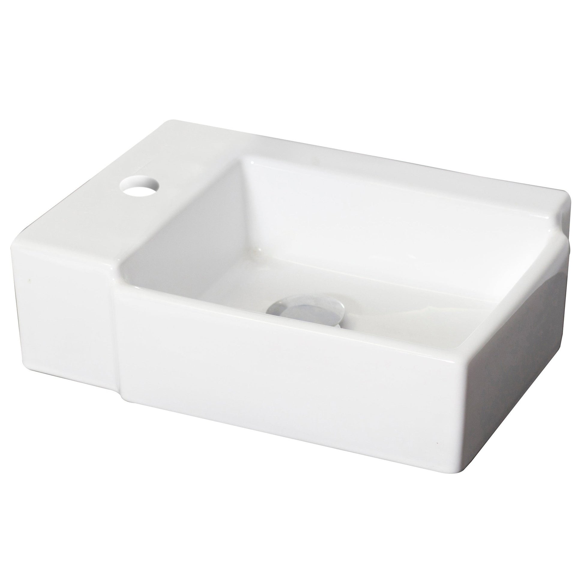 American Imaginations AI-15207 16" White Rectangular Ceramic Above Counter Bathroom Vessel Sink Set