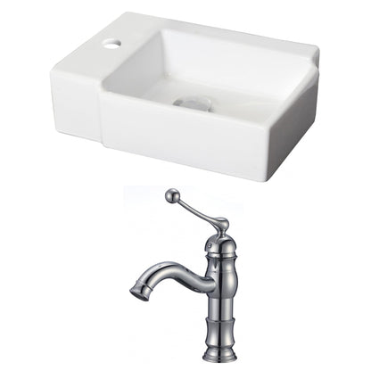 American Imaginations AI-15207 16" White Rectangular Ceramic Above Counter Bathroom Vessel Sink Set