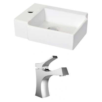 American Imaginations AI-15208 16" White Rectangular Ceramic Wall Mount Bathroom Vessel Sink Set