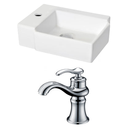 American Imaginations AI-15209 16" White Rectangular Ceramic Wall Mount Bathroom Vessel Sink Set
